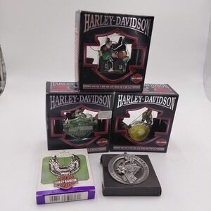 90 Vtg Lot 5 Harley Davidson Christmas Ornaments Elf Motorcycle Ad Hallmark